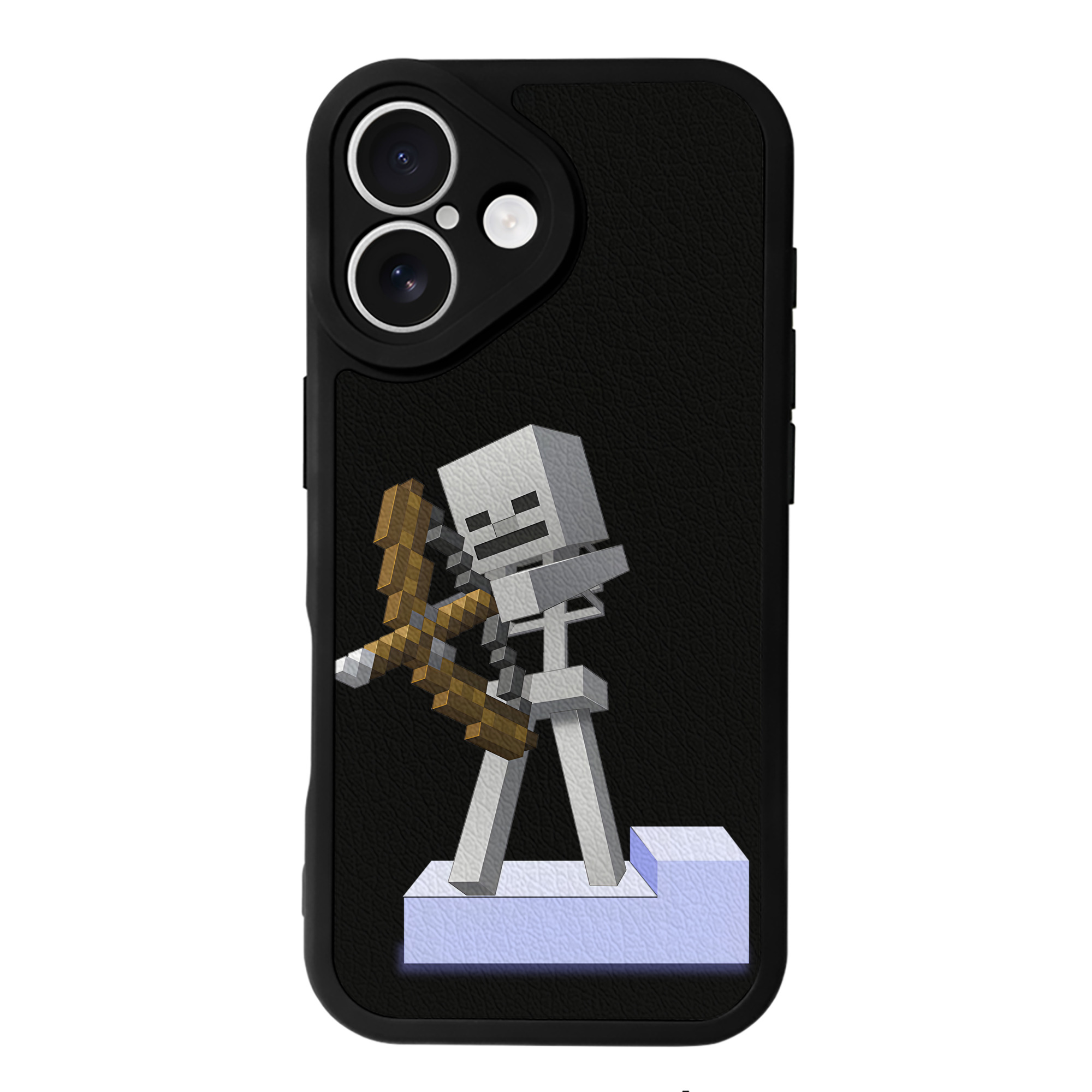 （画像用） マインクラフト ブロックの世界 Minecraft MC Block world 【iPhone 16シリーズ対応】シリコンスマホケース（レザー調） 材質：シリコン
